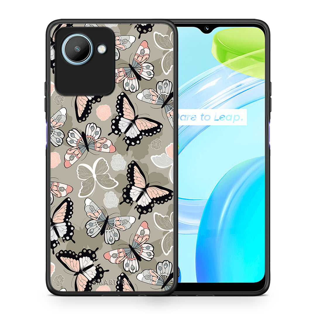 Θήκη Realme C30 Boho Butterflies από τη Smartfits με σχέδιο στο πίσω μέρος και μαύρο περίβλημα | Realme C30 Boho Butterflies Case with Colorful Back and Black Bezels