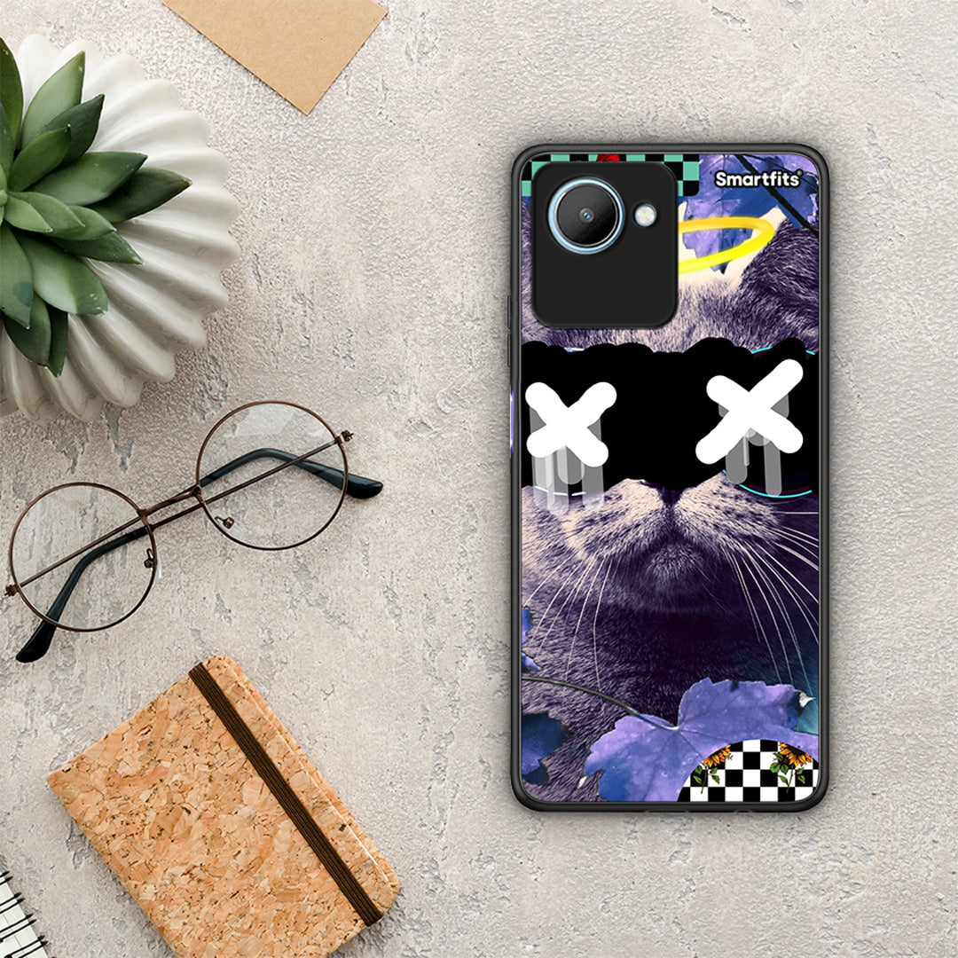 Θήκη Realme C30 Cat Collage από τη Smartfits με σχέδιο στο πίσω μέρος και μαύρο περίβλημα | Realme C30 Cat Collage Case with Colorful Back and Black Bezels