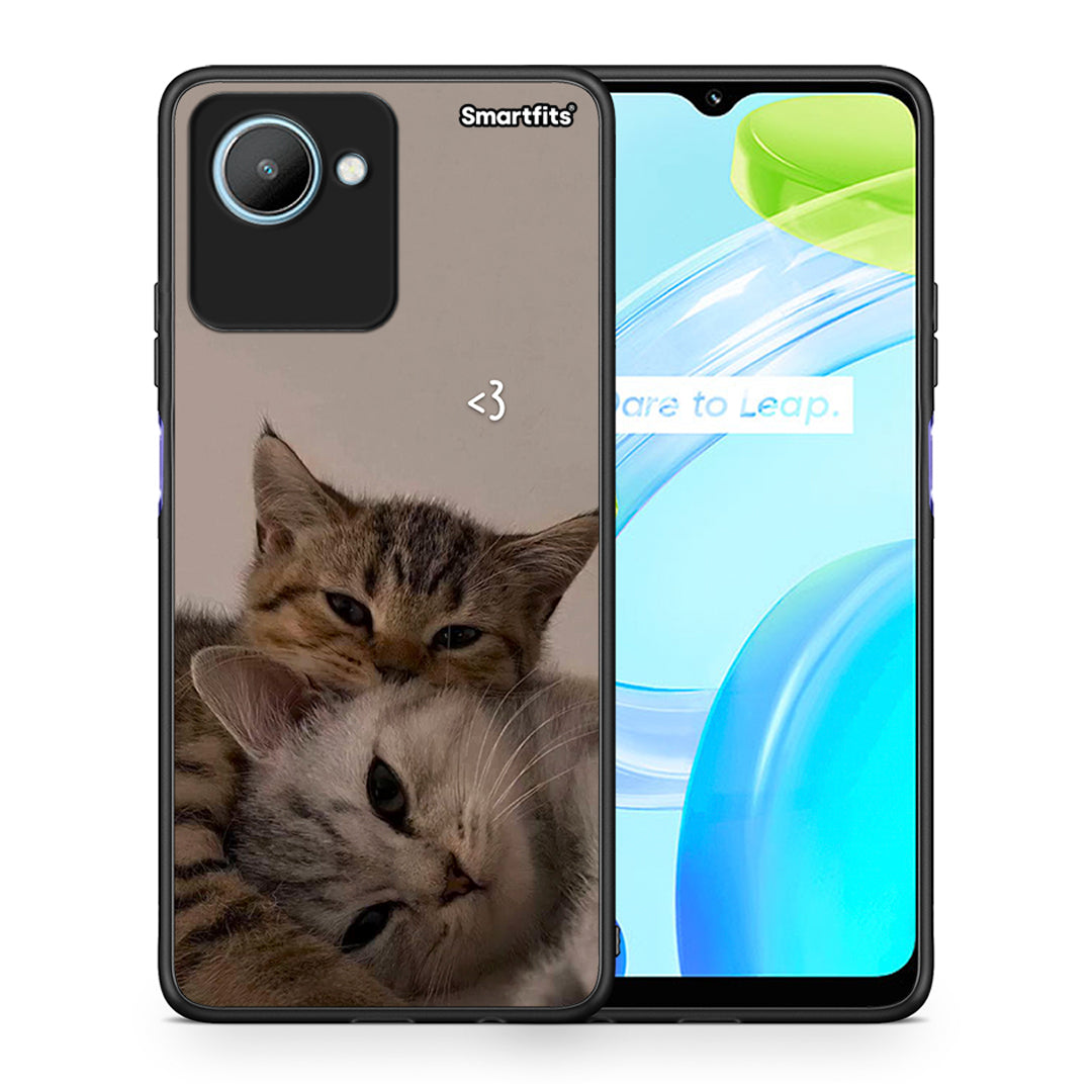 Θήκη Realme C30 Cats In Love από τη Smartfits με σχέδιο στο πίσω μέρος και μαύρο περίβλημα | Realme C30 Cats In Love Case with Colorful Back and Black Bezels