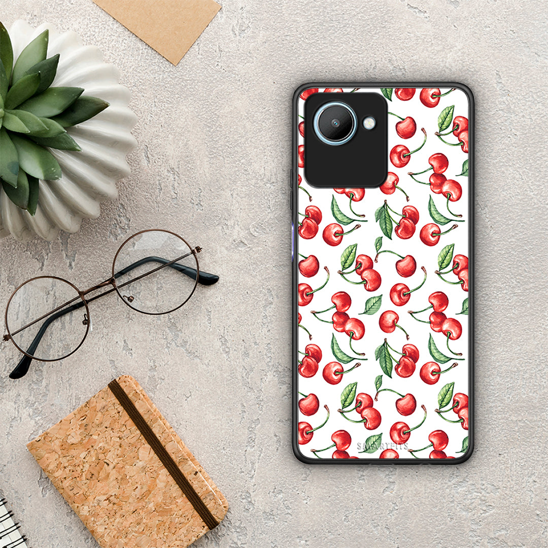 Θήκη Realme C30 Cherry Summer από τη Smartfits με σχέδιο στο πίσω μέρος και μαύρο περίβλημα | Realme C30 Cherry Summer Case with Colorful Back and Black Bezels