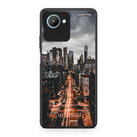 Thumbnail for Θήκη Realme C30 City Lights από τη Smartfits με σχέδιο στο πίσω μέρος και μαύρο περίβλημα | Realme C30 City Lights Case with Colorful Back and Black Bezels