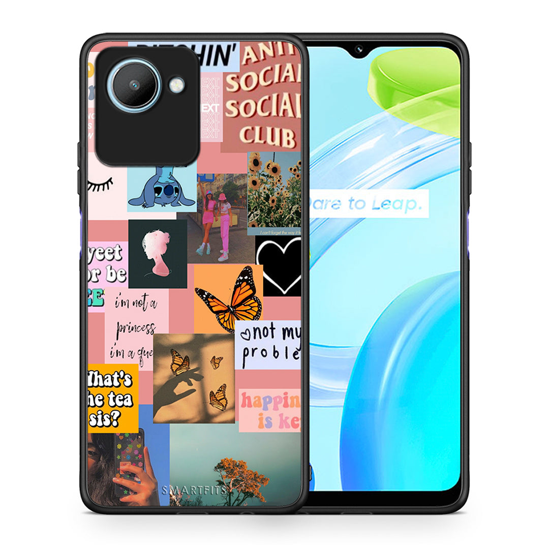 Θήκη Realme C30 Collage Bitchin από τη Smartfits με σχέδιο στο πίσω μέρος και μαύρο περίβλημα | Realme C30 Collage Bitchin Case with Colorful Back and Black Bezels