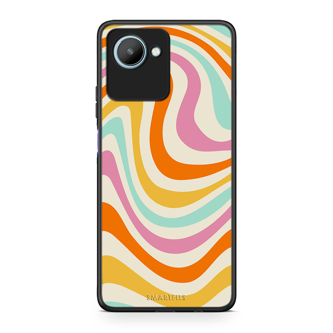 Θήκη Realme C30 Colourful Waves από τη Smartfits με σχέδιο στο πίσω μέρος και μαύρο περίβλημα | Realme C30 Colourful Waves Case with Colorful Back and Black Bezels