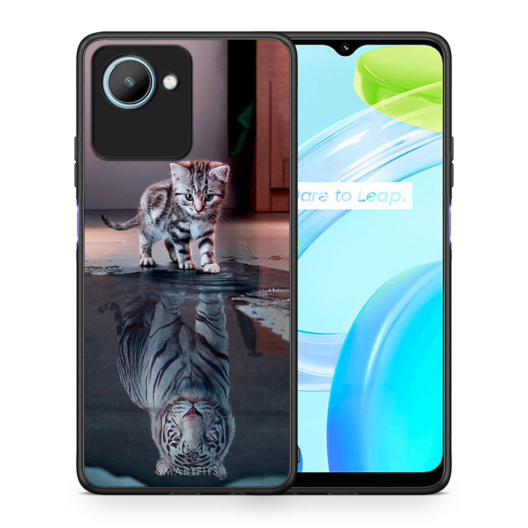 Θήκη Realme C30 Cute Tiger από τη Smartfits με σχέδιο στο πίσω μέρος και μαύρο περίβλημα | Realme C30 Cute Tiger Case with Colorful Back and Black Bezels