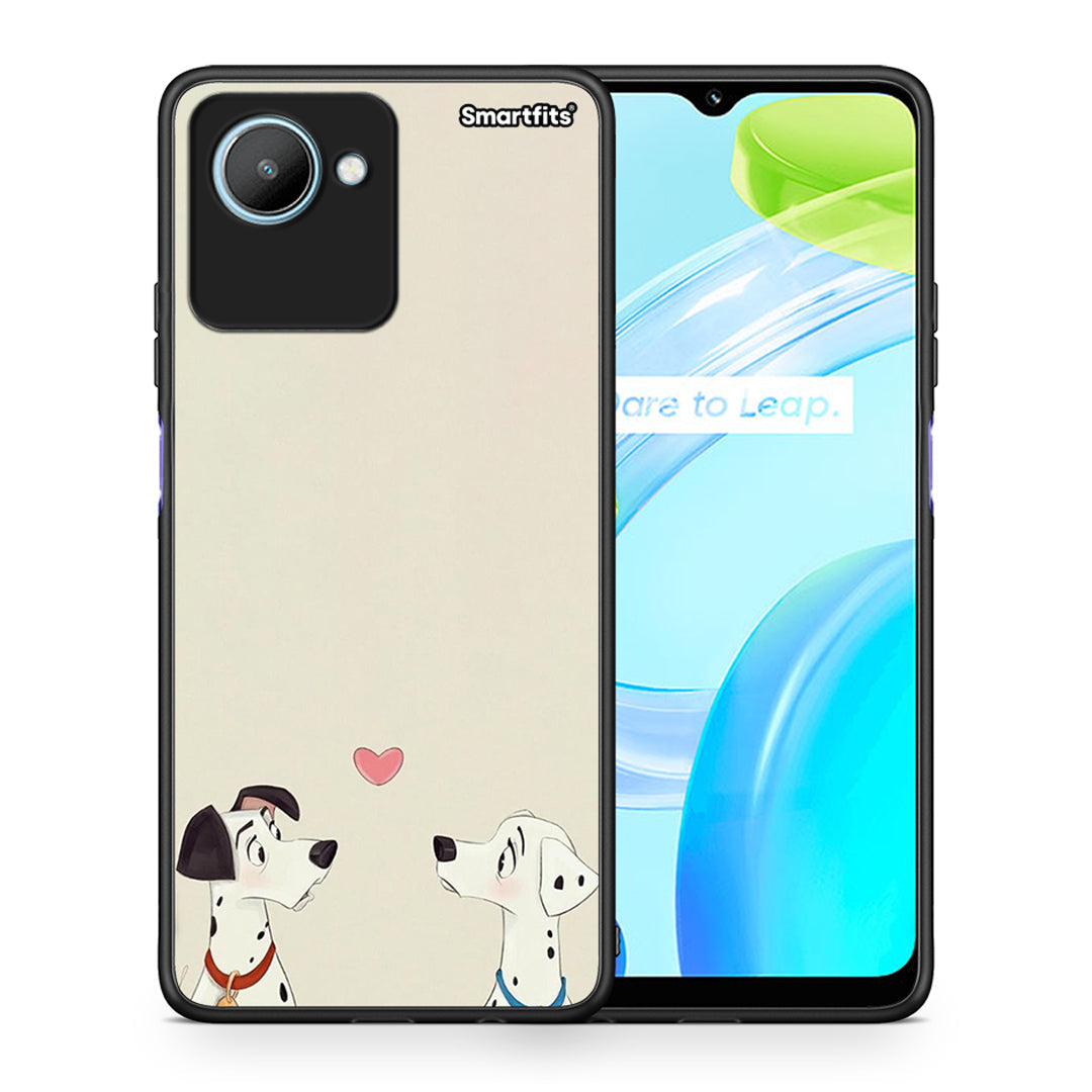 Θήκη Realme C30 Dalmatians Love από τη Smartfits με σχέδιο στο πίσω μέρος και μαύρο περίβλημα | Realme C30 Dalmatians Love Case with Colorful Back and Black Bezels