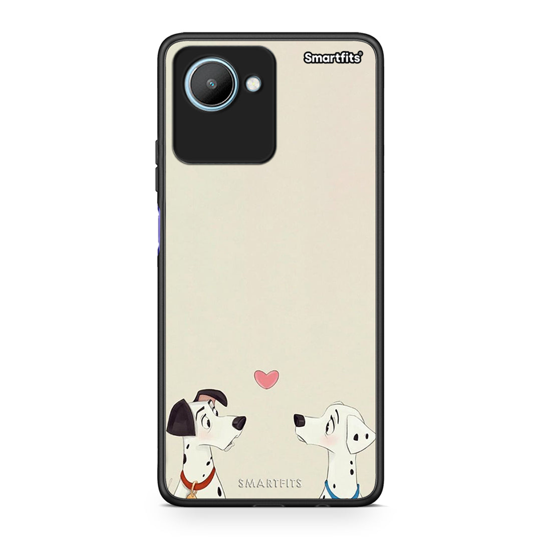 Θήκη Realme C30 Dalmatians Love από τη Smartfits με σχέδιο στο πίσω μέρος και μαύρο περίβλημα | Realme C30 Dalmatians Love Case with Colorful Back and Black Bezels