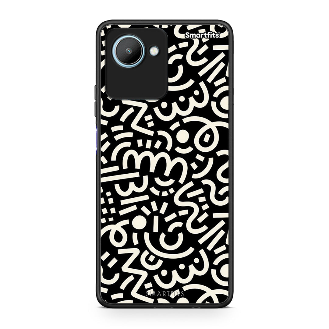 Θήκη Realme C30 Doodle Art από τη Smartfits με σχέδιο στο πίσω μέρος και μαύρο περίβλημα | Realme C30 Doodle Art Case with Colorful Back and Black Bezels