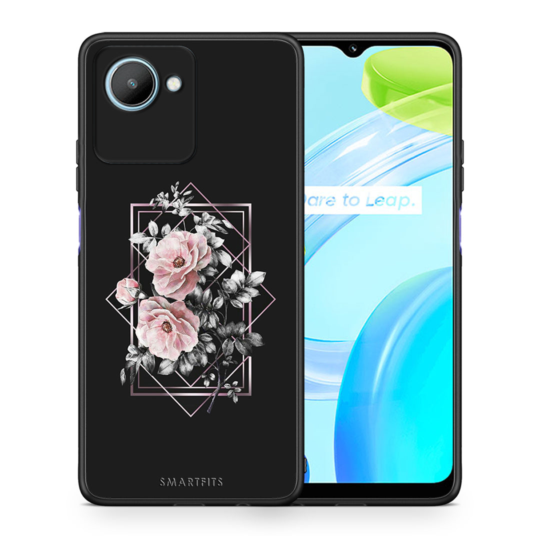 Θήκη Realme C30 Flower Frame από τη Smartfits με σχέδιο στο πίσω μέρος και μαύρο περίβλημα | Realme C30 Flower Frame Case with Colorful Back and Black Bezels