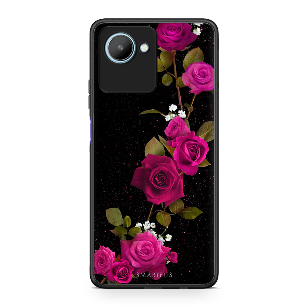 Θήκη Realme C30 Flower Red Roses από τη Smartfits με σχέδιο στο πίσω μέρος και μαύρο περίβλημα | Realme C30 Flower Red Roses Case with Colorful Back and Black Bezels