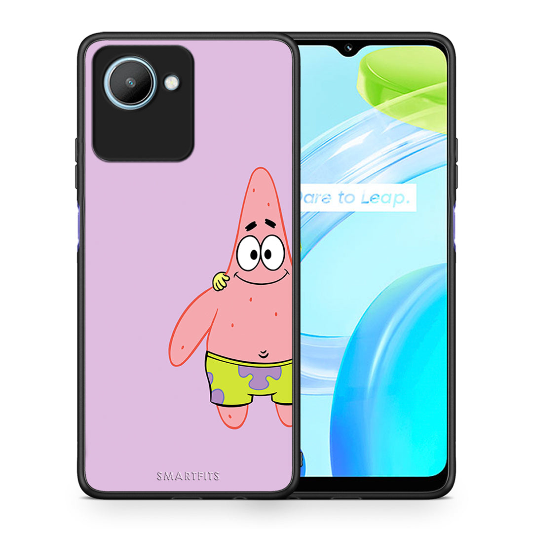 Θήκη Realme C30 Friends Patrick από τη Smartfits με σχέδιο στο πίσω μέρος και μαύρο περίβλημα | Realme C30 Friends Patrick Case with Colorful Back and Black Bezels