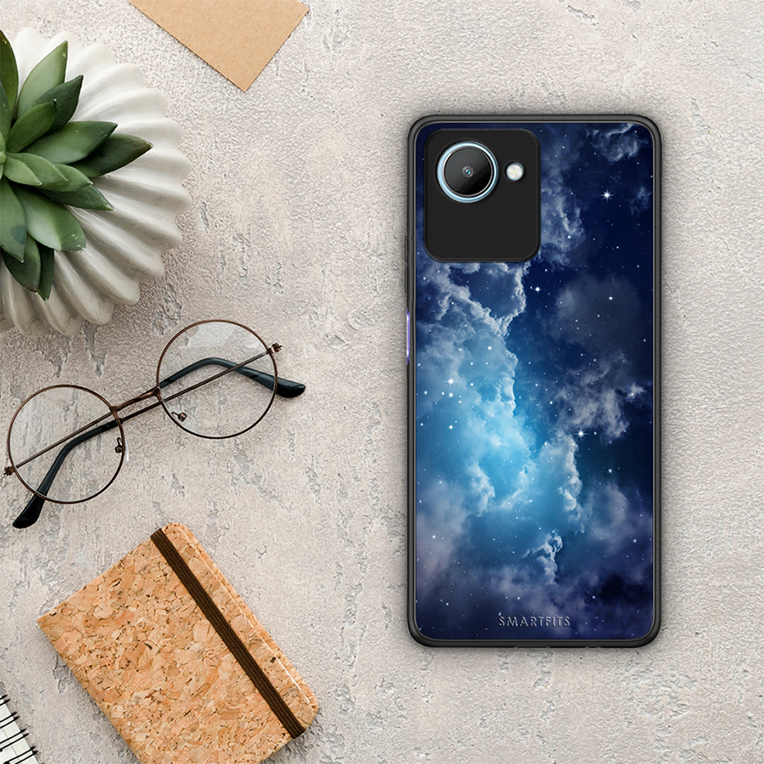 Θήκη Realme C30 Galactic Blue Sky από τη Smartfits με σχέδιο στο πίσω μέρος και μαύρο περίβλημα | Realme C30 Galactic Blue Sky Case with Colorful Back and Black Bezels