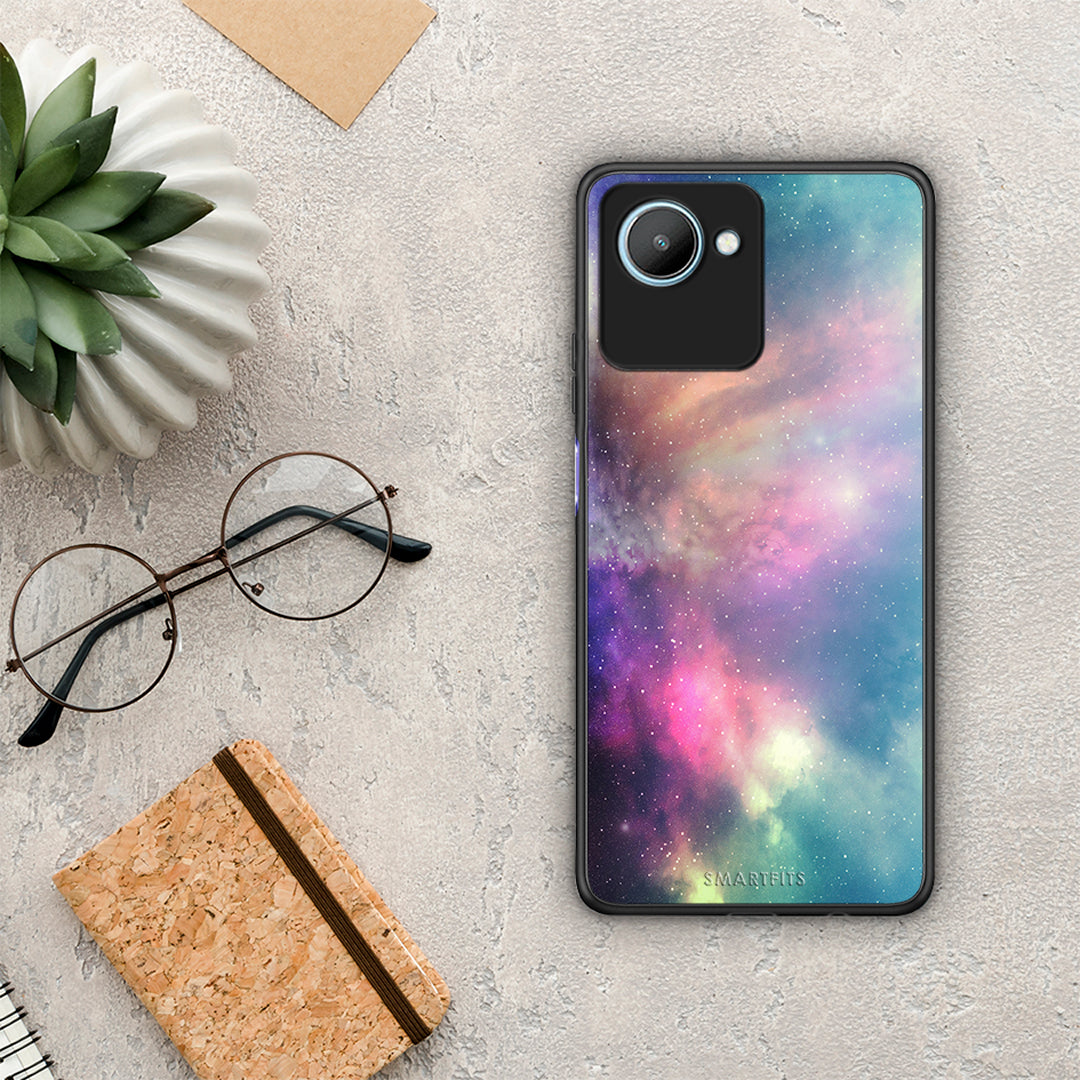 Θήκη Realme C30 Galactic Rainbow από τη Smartfits με σχέδιο στο πίσω μέρος και μαύρο περίβλημα | Realme C30 Galactic Rainbow Case with Colorful Back and Black Bezels