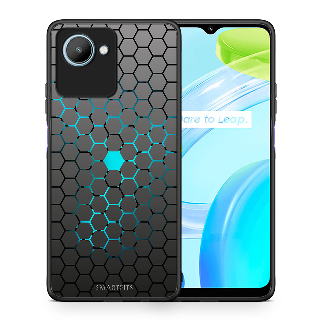 Θήκη Realme C30 Geometric Hexagonal από τη Smartfits με σχέδιο στο πίσω μέρος και μαύρο περίβλημα | Realme C30 Geometric Hexagonal Case with Colorful Back and Black Bezels