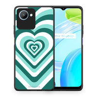 Thumbnail for Θήκη Realme C30 Green Hearts από τη Smartfits με σχέδιο στο πίσω μέρος και μαύρο περίβλημα | Realme C30 Green Hearts Case with Colorful Back and Black Bezels