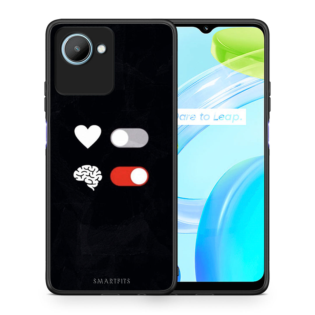 Θήκη Realme C30 Heart Vs Brain από τη Smartfits με σχέδιο στο πίσω μέρος και μαύρο περίβλημα | Realme C30 Heart Vs Brain Case with Colorful Back and Black Bezels