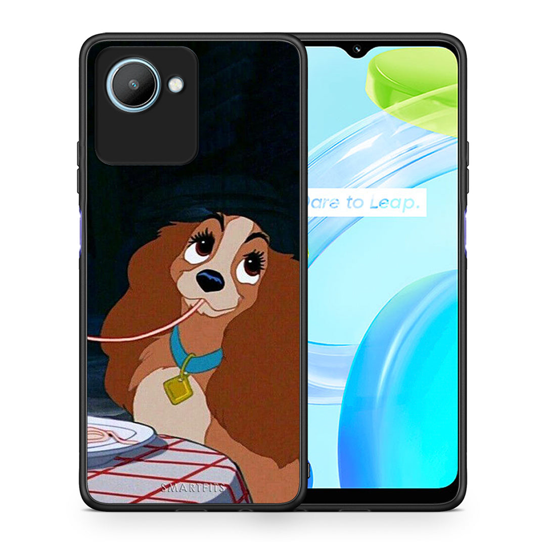 Θήκη Realme C30 Lady And Tramp 2 από τη Smartfits με σχέδιο στο πίσω μέρος και μαύρο περίβλημα | Realme C30 Lady And Tramp 2 Case with Colorful Back and Black Bezels