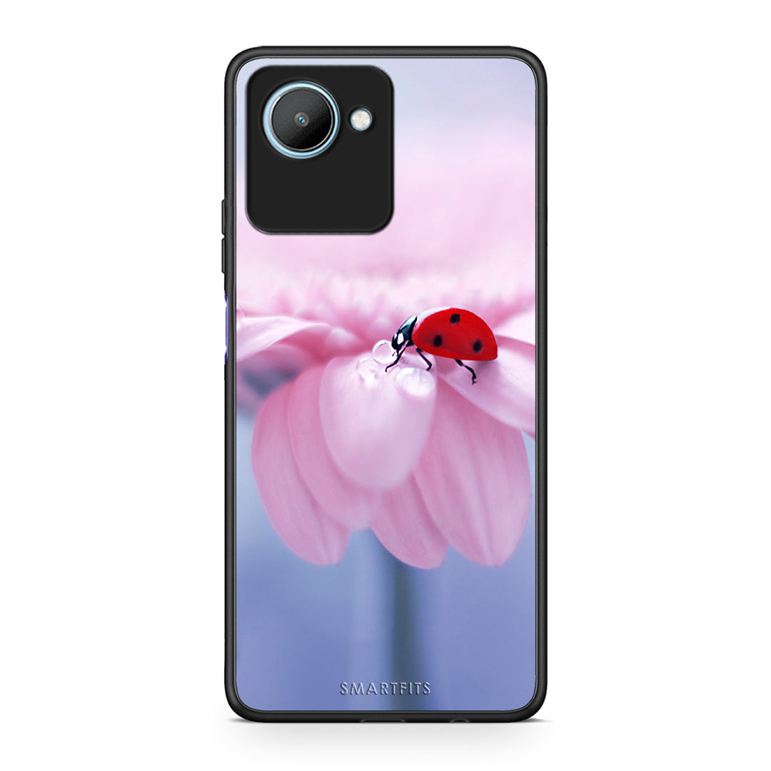 Θήκη Realme C30 Ladybug Flower από τη Smartfits με σχέδιο στο πίσω μέρος και μαύρο περίβλημα | Realme C30 Ladybug Flower Case with Colorful Back and Black Bezels