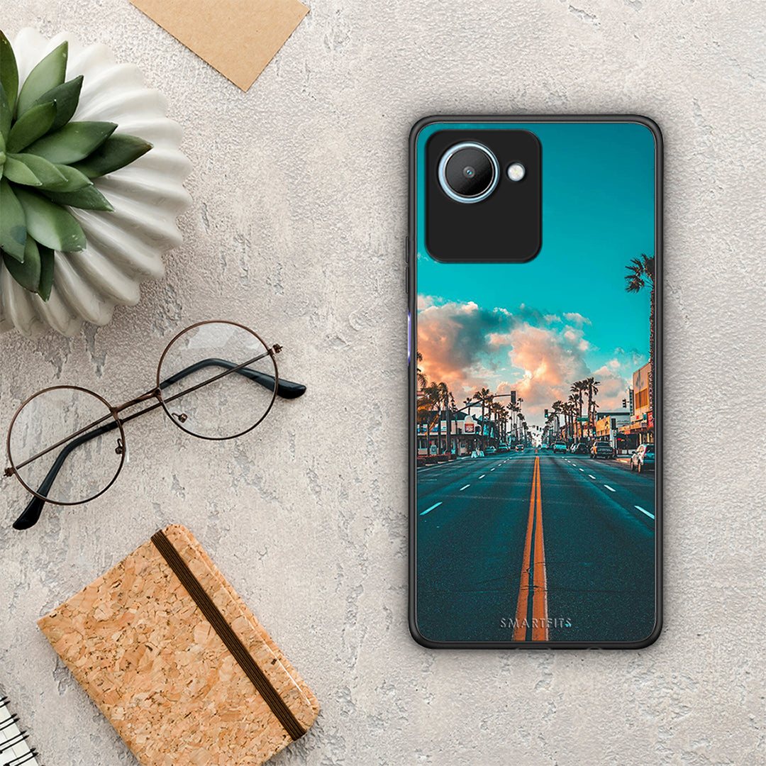 Θήκη Realme C30 Landscape City από τη Smartfits με σχέδιο στο πίσω μέρος και μαύρο περίβλημα | Realme C30 Landscape City Case with Colorful Back and Black Bezels