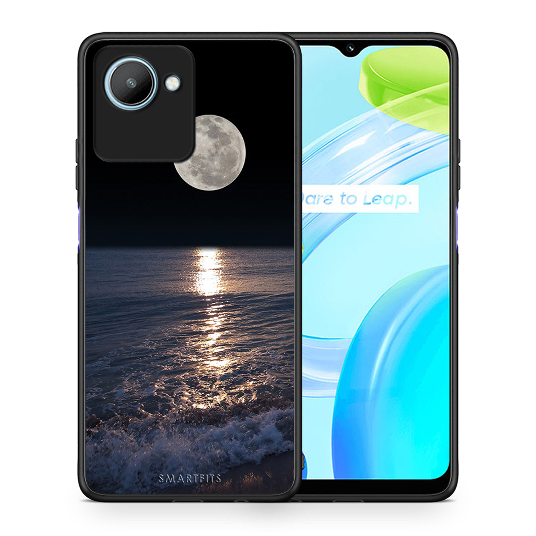 Θήκη Realme C30 Landscape Moon από τη Smartfits με σχέδιο στο πίσω μέρος και μαύρο περίβλημα | Realme C30 Landscape Moon Case with Colorful Back and Black Bezels