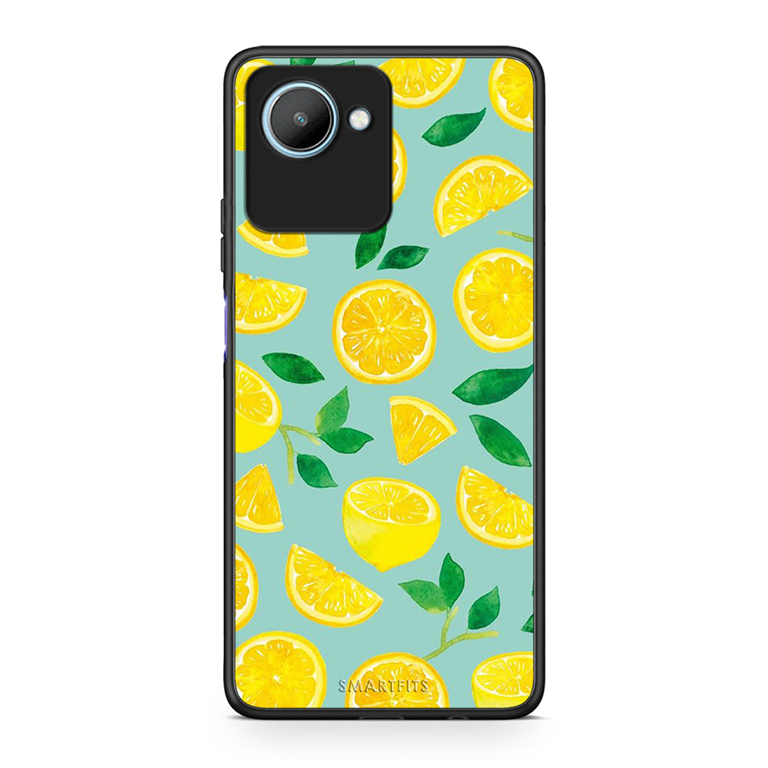 Θήκη Realme C30 Lemons από τη Smartfits με σχέδιο στο πίσω μέρος και μαύρο περίβλημα | Realme C30 Lemons Case with Colorful Back and Black Bezels