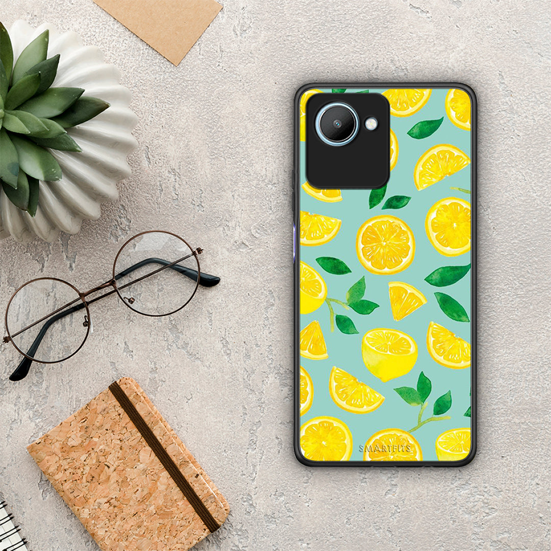 Θήκη Realme C30 Lemons από τη Smartfits με σχέδιο στο πίσω μέρος και μαύρο περίβλημα | Realme C30 Lemons Case with Colorful Back and Black Bezels