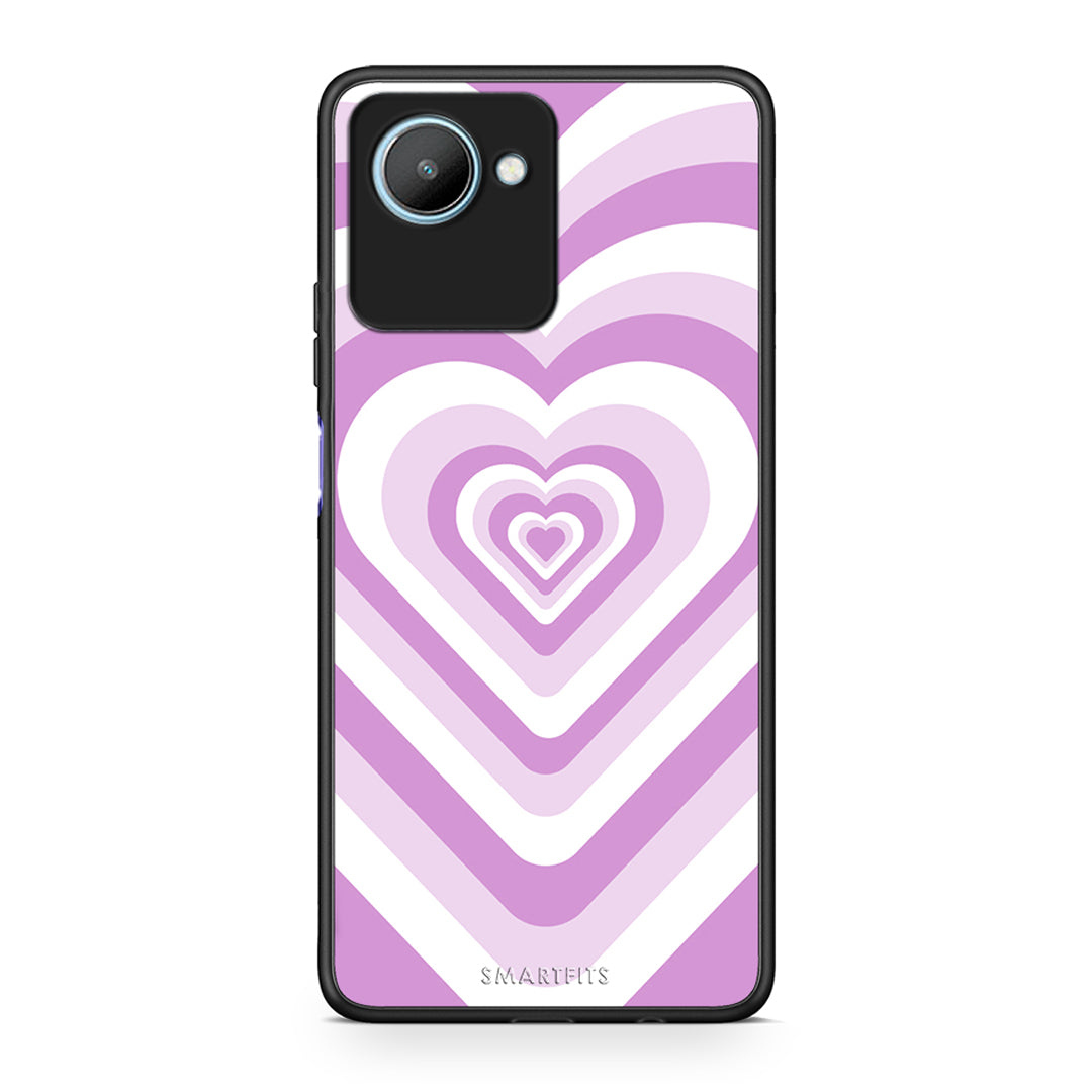 Θήκη Realme C30 Lilac Hearts από τη Smartfits με σχέδιο στο πίσω μέρος και μαύρο περίβλημα | Realme C30 Lilac Hearts Case with Colorful Back and Black Bezels