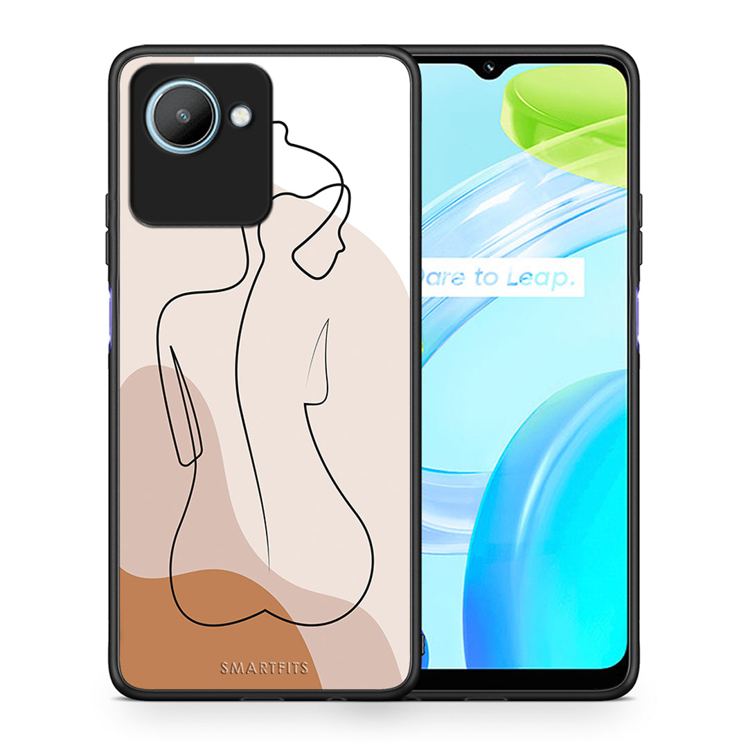 Θήκη Realme C30 LineArt Woman από τη Smartfits με σχέδιο στο πίσω μέρος και μαύρο περίβλημα | Realme C30 LineArt Woman Case with Colorful Back and Black Bezels