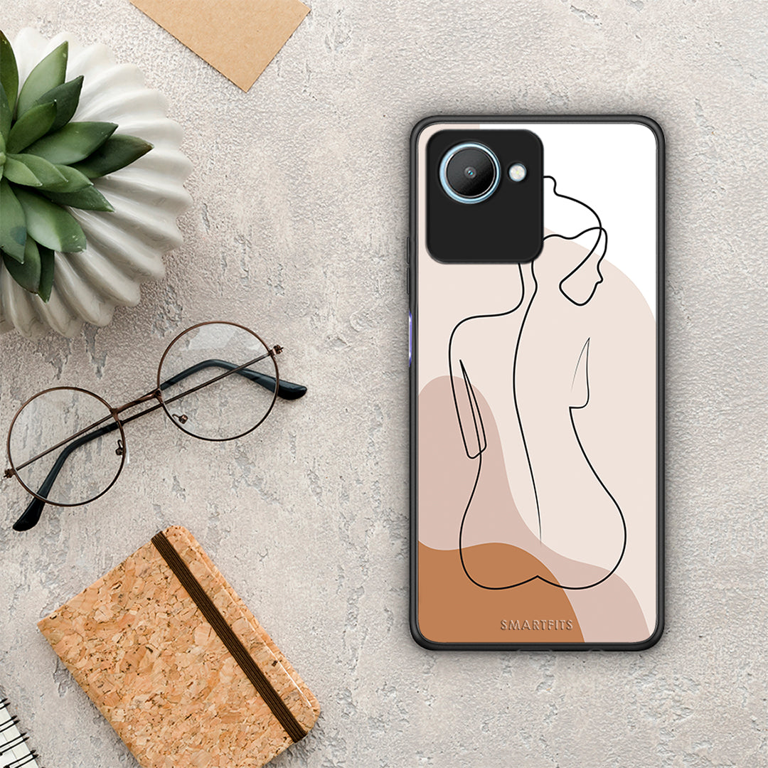 Θήκη Realme C30 LineArt Woman από τη Smartfits με σχέδιο στο πίσω μέρος και μαύρο περίβλημα | Realme C30 LineArt Woman Case with Colorful Back and Black Bezels