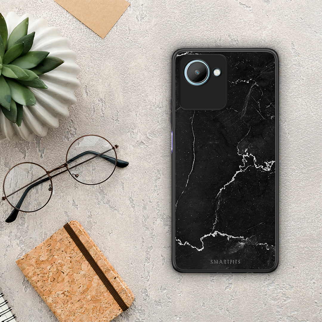 Θήκη Realme C30 Marble Black από τη Smartfits με σχέδιο στο πίσω μέρος και μαύρο περίβλημα | Realme C30 Marble Black Case with Colorful Back and Black Bezels