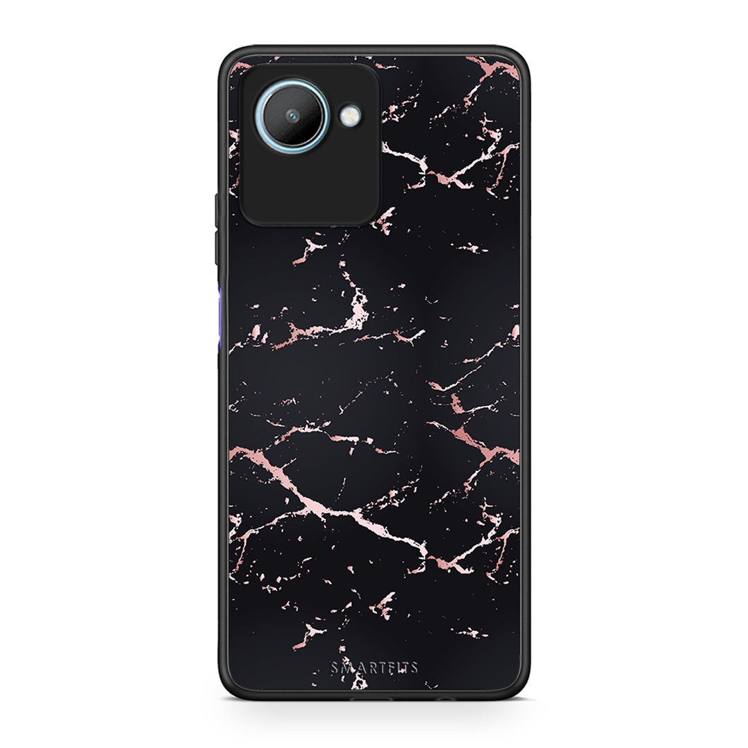 Θήκη Realme C30 Marble Black Rosegold από τη Smartfits με σχέδιο στο πίσω μέρος και μαύρο περίβλημα | Realme C30 Marble Black Rosegold Case with Colorful Back and Black Bezels