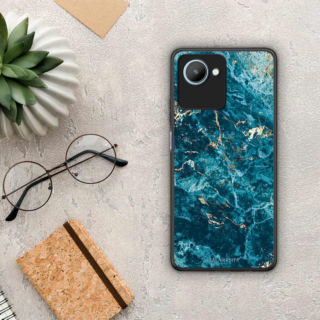 Θήκη Realme C30 Marble Blue από τη Smartfits με σχέδιο στο πίσω μέρος και μαύρο περίβλημα | Realme C30 Marble Blue Case with Colorful Back and Black Bezels