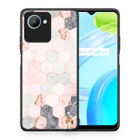 Thumbnail for Θήκη Realme C30 Marble Hexagon Pink από τη Smartfits με σχέδιο στο πίσω μέρος και μαύρο περίβλημα | Realme C30 Marble Hexagon Pink Case with Colorful Back and Black Bezels