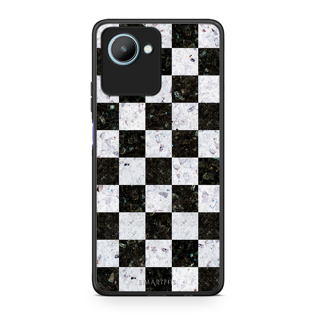 Θήκη Realme C30 Marble Square Geometric από τη Smartfits με σχέδιο στο πίσω μέρος και μαύρο περίβλημα | Realme C30 Marble Square Geometric Case with Colorful Back and Black Bezels