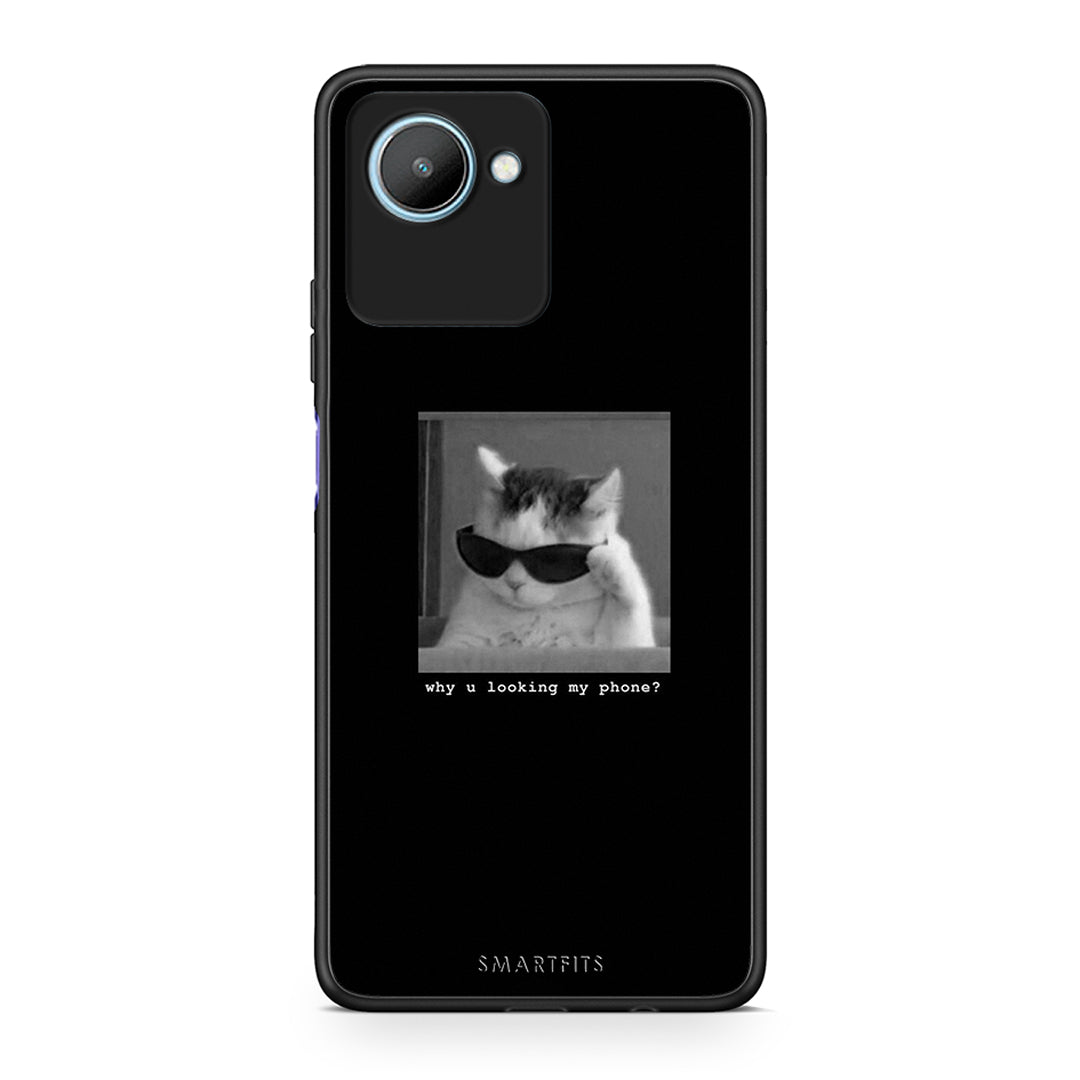 Θήκη Realme C30 Meme Cat από τη Smartfits με σχέδιο στο πίσω μέρος και μαύρο περίβλημα | Realme C30 Meme Cat Case with Colorful Back and Black Bezels