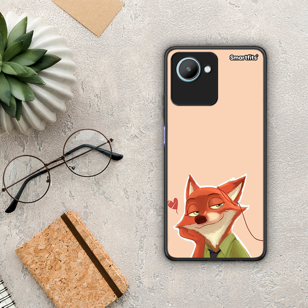 Θήκη Realme C30 Nick Wilde And Judy Hopps Love 1 από τη Smartfits με σχέδιο στο πίσω μέρος και μαύρο περίβλημα | Realme C30 Nick Wilde And Judy Hopps Love 1 Case with Colorful Back and Black Bezels