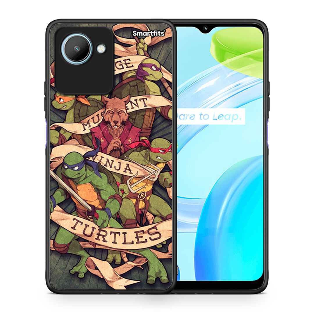 Θήκη Realme C30 Ninja Turtles από τη Smartfits με σχέδιο στο πίσω μέρος και μαύρο περίβλημα | Realme C30 Ninja Turtles Case with Colorful Back and Black Bezels