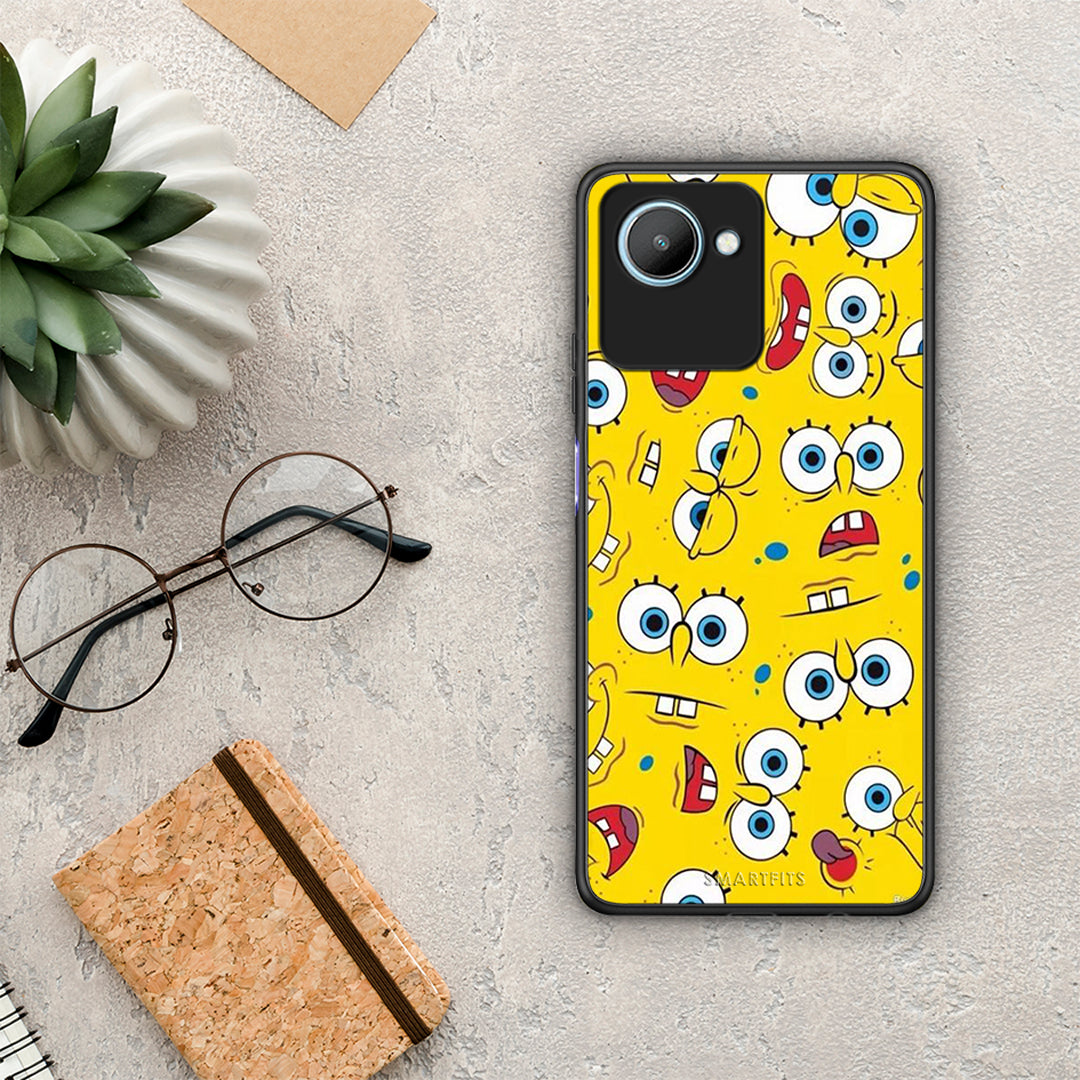 Θήκη Realme C30 PopArt Sponge από τη Smartfits με σχέδιο στο πίσω μέρος και μαύρο περίβλημα | Realme C30 PopArt Sponge Case with Colorful Back and Black Bezels