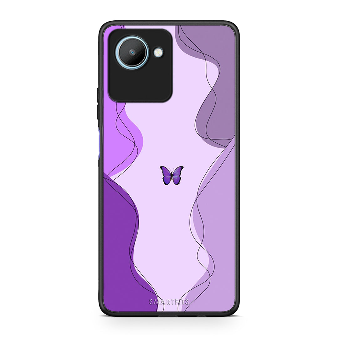 Θήκη Realme C30 Purple Mariposa από τη Smartfits με σχέδιο στο πίσω μέρος και μαύρο περίβλημα | Realme C30 Purple Mariposa Case with Colorful Back and Black Bezels