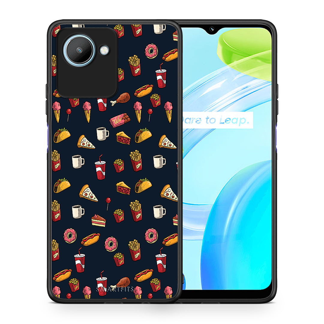 Θήκη Realme C30 Random Hungry από τη Smartfits με σχέδιο στο πίσω μέρος και μαύρο περίβλημα | Realme C30 Random Hungry Case with Colorful Back and Black Bezels