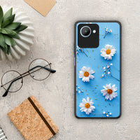 Thumbnail for Θήκη Realme C30 Real Daisies από τη Smartfits με σχέδιο στο πίσω μέρος και μαύρο περίβλημα | Realme C30 Real Daisies Case with Colorful Back and Black Bezels