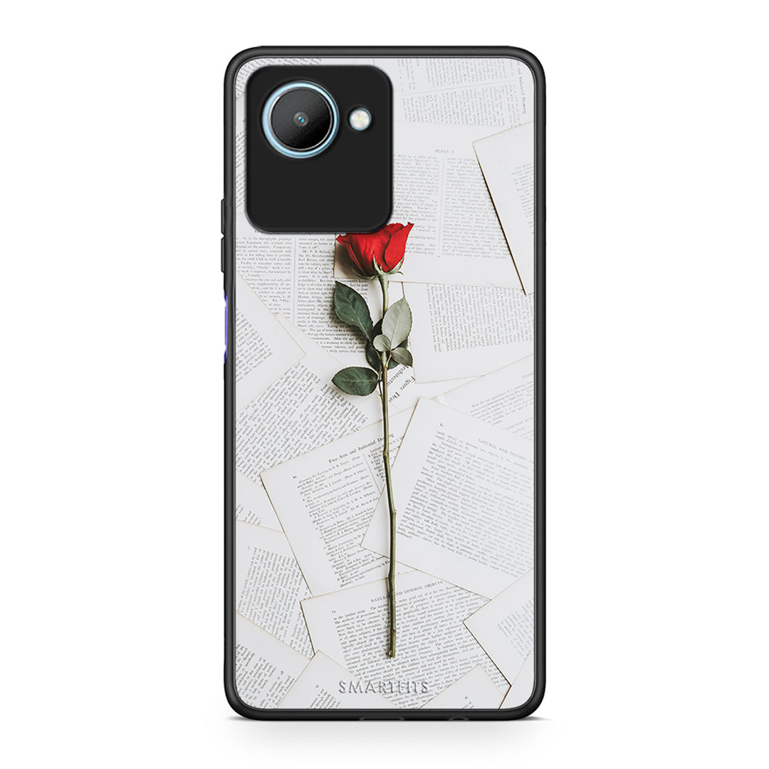 Θήκη Realme C30 Red Rose από τη Smartfits με σχέδιο στο πίσω μέρος και μαύρο περίβλημα | Realme C30 Red Rose Case with Colorful Back and Black Bezels