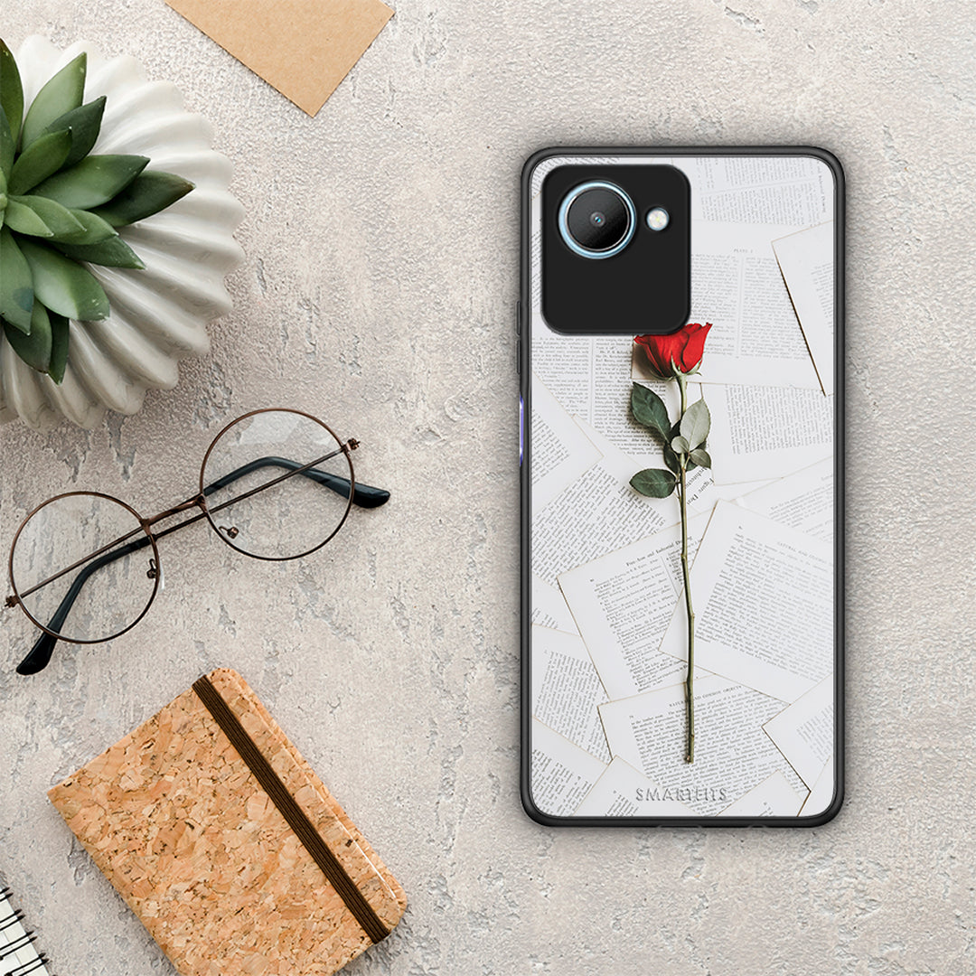 Θήκη Realme C30 Red Rose από τη Smartfits με σχέδιο στο πίσω μέρος και μαύρο περίβλημα | Realme C30 Red Rose Case with Colorful Back and Black Bezels