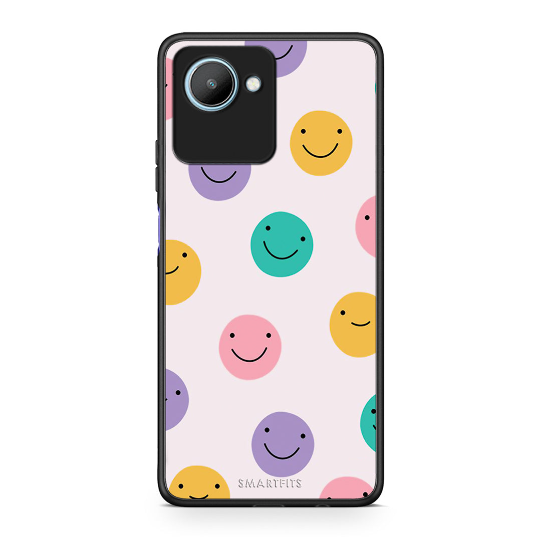 Θήκη Realme C30 Smiley Faces από τη Smartfits με σχέδιο στο πίσω μέρος και μαύρο περίβλημα | Realme C30 Smiley Faces Case with Colorful Back and Black Bezels