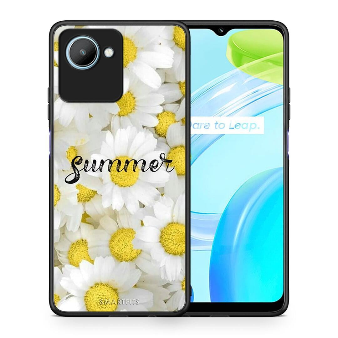 Θήκη Realme C30 Summer Daisies από τη Smartfits με σχέδιο στο πίσω μέρος και μαύρο περίβλημα | Realme C30 Summer Daisies Case with Colorful Back and Black Bezels