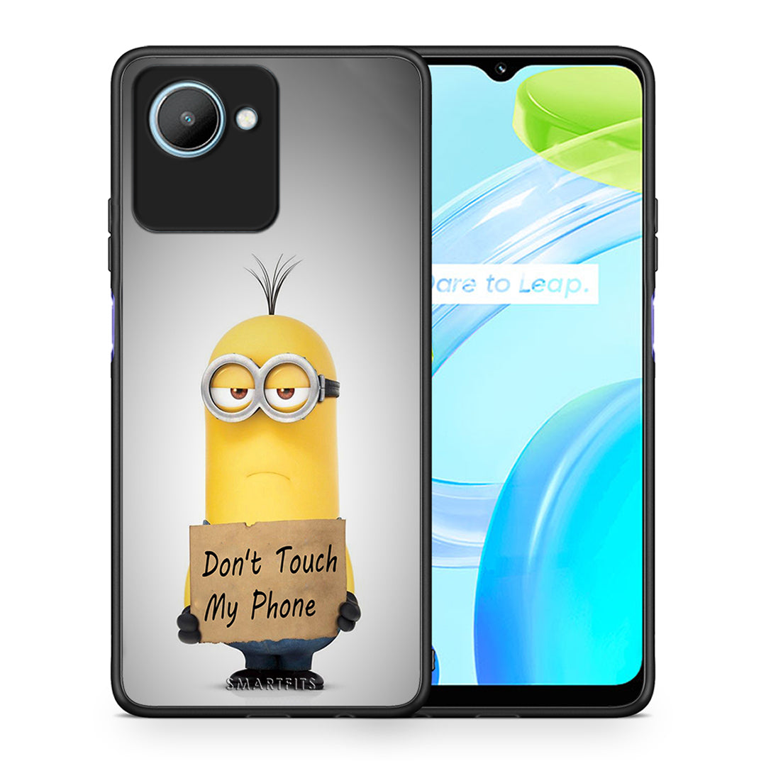 Θήκη Realme C30 Text Minion από τη Smartfits με σχέδιο στο πίσω μέρος και μαύρο περίβλημα | Realme C30 Text Minion Case with Colorful Back and Black Bezels