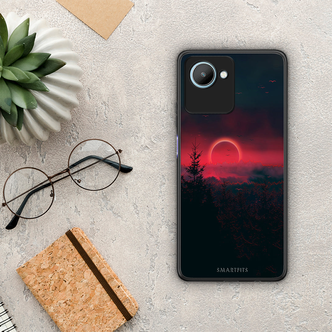 Θήκη Realme C30 Tropic Sunset από τη Smartfits με σχέδιο στο πίσω μέρος και μαύρο περίβλημα | Realme C30 Tropic Sunset Case with Colorful Back and Black Bezels