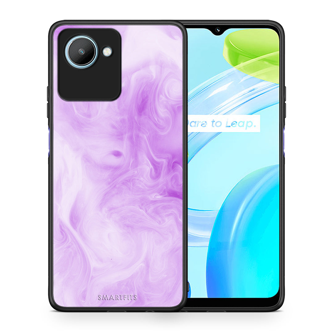 Θήκη Realme C30 Watercolor Lavender από τη Smartfits με σχέδιο στο πίσω μέρος και μαύρο περίβλημα | Realme C30 Watercolor Lavender Case with Colorful Back and Black Bezels