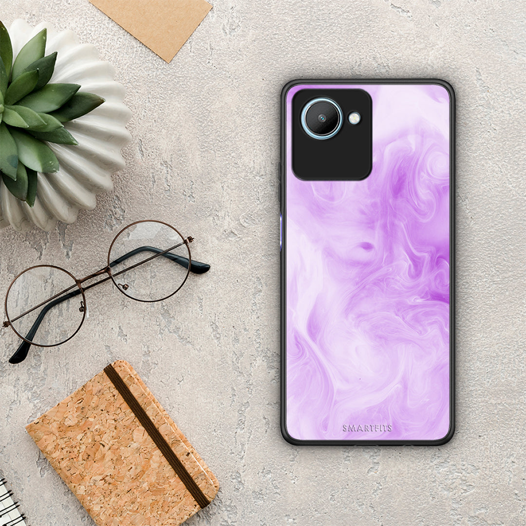 Θήκη Realme C30 Watercolor Lavender από τη Smartfits με σχέδιο στο πίσω μέρος και μαύρο περίβλημα | Realme C30 Watercolor Lavender Case with Colorful Back and Black Bezels