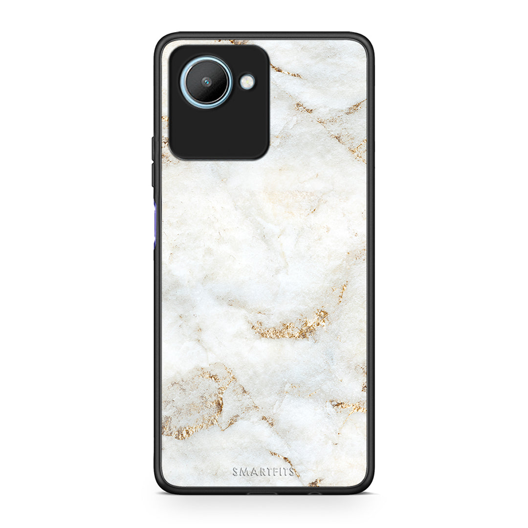 Θήκη Realme C30 White Gold Marble από τη Smartfits με σχέδιο στο πίσω μέρος και μαύρο περίβλημα | Realme C30 White Gold Marble Case with Colorful Back and Black Bezels