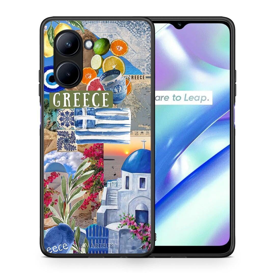 Θήκη Realme C33 All Greek από τη Smartfits με σχέδιο στο πίσω μέρος και μαύρο περίβλημα | Realme C33 All Greek Case with Colorful Back and Black Bezels